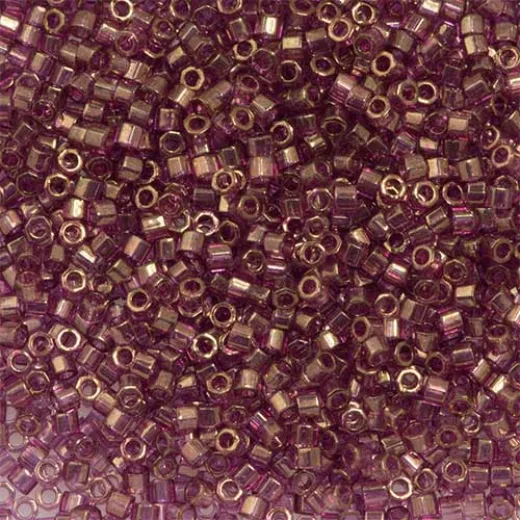 DBLC0108 Amethyst Transparent Gold Luster, size 8/0 Hex Cut Miyuki Delica Beads, approx 5.2g, Colour Code 108 DBLC0108 Amethyst Transparent Gold Luster, size 8/0 Hex Cut Miyuki Delica Beads, approx 5.2g, Colour Code 108