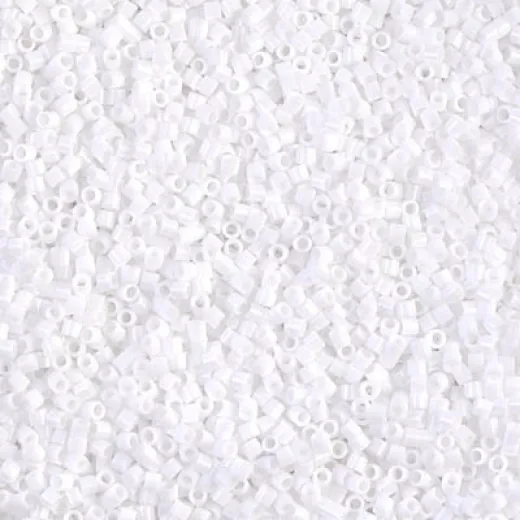 DBS0200 Opaque Chalk White Colour 0200 Size 15/0 Miyuki Delica Beads, 5.2g approx. DBS0200 Opaque Chalk White Colour 0200 Size 15/0 Miyuki Delica Beads, 5.2g approx.