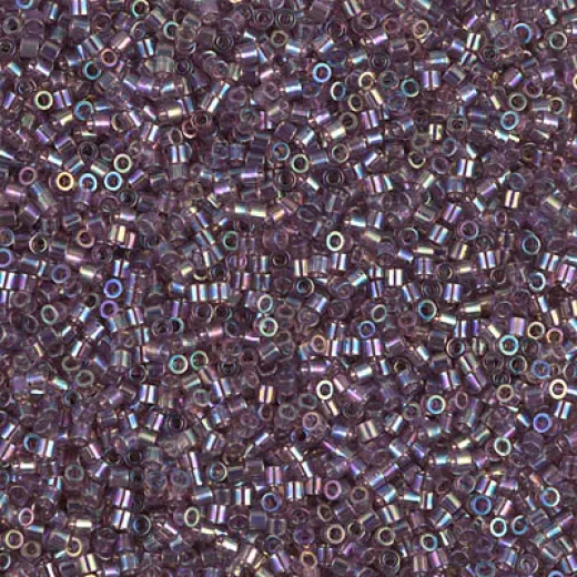 DBS1244 Transparent Mauve AB, Colour 1245 15/0 Miyuki Delica Beads, 5.2g approx. DBS1244 Transparent Mauve AB, Colour 1245 15/0 Miyuki Delica Beads, 5.2g approx.
