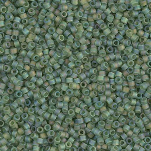 DBS1282  Matte Transparent Olive AB, Colour 1282 15/0 Miyuki Delica Beads, 5.2g approx.