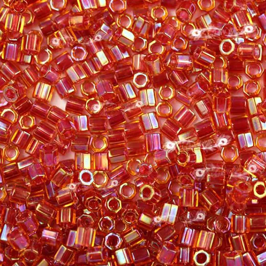 DBLC0062 Light Cranberry AB Lined-Dyed, size 8/0 Hex Cut Miyuki Delica Beads, approx 5.2g, Colour Code 62 DBLC0062 Light Cranberry AB Lined-Dyed, size 8/0 Hex Cut Miyuki Delica Beads, approx 5.2g, Colour Code 62