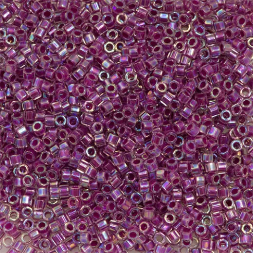 DBLC0056 Magenta AB Lined-Dyed, size 8/0 Hex Cut Miyuki Delica Beads, approx 5.2g, Colour Code 56 DBLC0056 Magenta AB Lined-Dyed, size 8/0 Hex Cut Miyuki Delica Beads, approx 5.2g, Colour Code 56