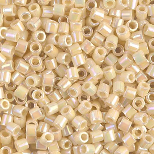 DBL0157 Opaque Cream AB size 8/0 Miyuki Delica Beads, Colour 0157, 5.2g approx. DBL0157 Opaque Cream AB size 8/0 Miyuki Delica Beads, Colour 0157, 5.2g approx.