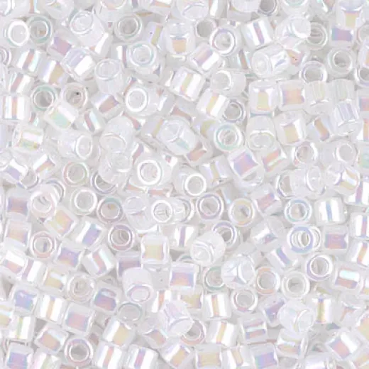 DBL0222 White Opal AB Size 8/0 Miyuki Delica Beads, Colour Code 0222, 5.2g approx. DBL0222 White Opal AB Size 8/0 Miyuki Delica Beads, Colour Code 0222, 5.2g approx.