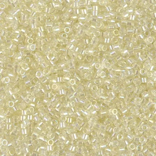 DB1676 Pearl Lined Transparent Pale Yellow AB, Size 11/0 Miyuki Delica Beads, Wholesale bag of 50g DB1676 Pearl Lined Transparent Pale Yellow AB, Size 11/0 Miyuki Delica Beads, Wholesale bag of 50g