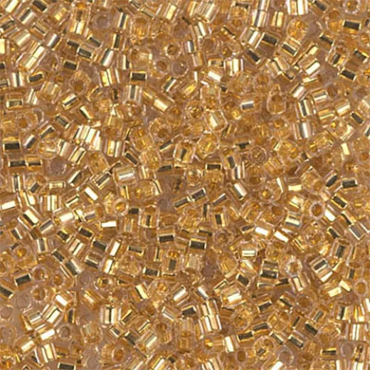 DBMC0033 Crystal Transparent Gold 24kt Lined 10/0 Cut Miyuki Delica Beads, Colour Code 0033, 3.3gm approx. DBMC0033 Crystal Transparent Gold 24kt Lined 10/0 Cut Miyuki Delica Beads, Colour Code 0033, 3.3gm approx.