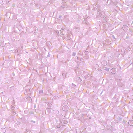 DBM0055 Pale Pink AB Lined-Dyed, Size 10/0  Miyuki Delica Beads, Colour code -55 - Approx. 5.2g