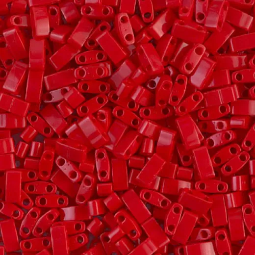 Dark Red Opaque Miyuki Half Tila Beads, colour 0408, 5.2gm bag Dark Red Opaque Miyuki Half Tila Beads, colour 0408, 5.2gm bag