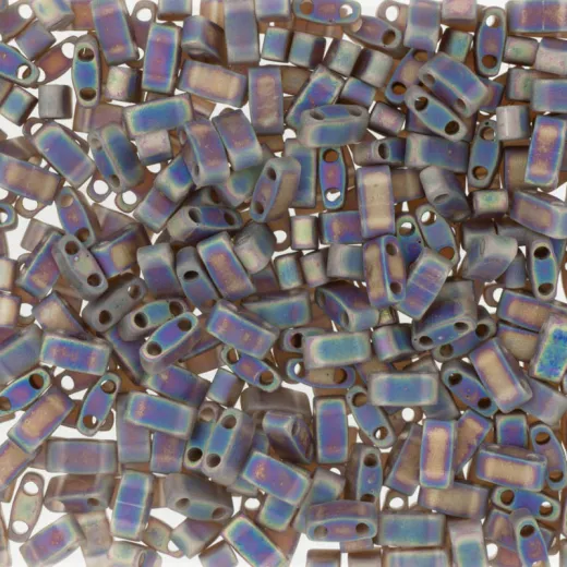 Transparent Brown AB Matted Miyuki Half TILA Beads, Colour 0135FR, 5.2g appx. Transparent Brown AB Matted Miyuki Half TILA Beads, Colour 0135FR, 5.2g appx.