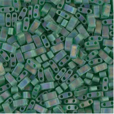Matte Transparent Green AB Miyuki Half Tila Beads, colour 0146FR,  5.2gm approx.