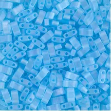 Matte Transparent Aqua AB Miyuki Half Tila Beads, colour 0148FR,  5.2gm approx.