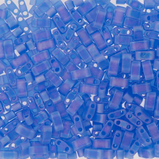 Matted Transparent Sapphire AB Miyuki Half TILA Beads, Colour 0150FR, 5.2g appx. Matted Transparent Sapphire AB Miyuki Half TILA Beads, Colour 0150FR, 5.2g appx.