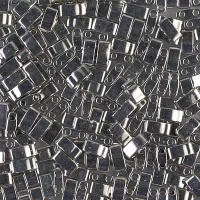 Palladium Plated Miyuki Half Tila Beads, colour 0194, 3.3gm approx.