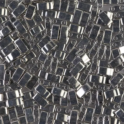 Palladium Plated Miyuki Half Tila Beads, colour 0194, 3.3gm approx. Palladium Plated Miyuki Half Tila Beads, colour 0194, 3.3gm approx.