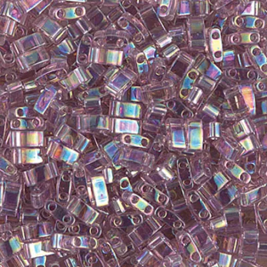 Transparent Smoky Amethyst AB Miyuki Half Tila Beads, colour 0256, 5.2gm approx. Transparent Smoky Amethyst AB Miyuki Half Tila Beads, colour 0256, 5.2gm approx.