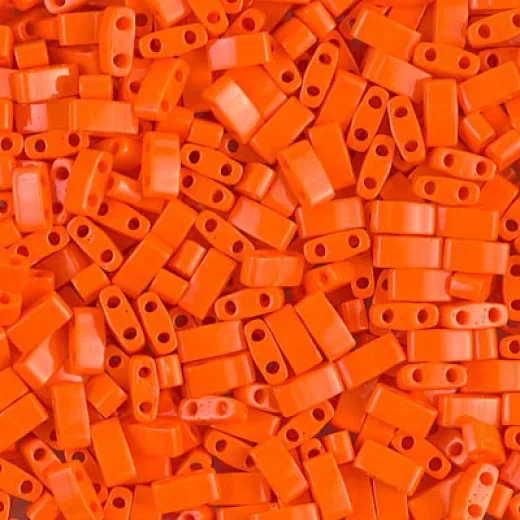 Orange Miyuki Half Tila Beads, colour 0406, 5.2gm approx. Orange Miyuki Half Tila Beads, colour 0406, 5.2gm approx.