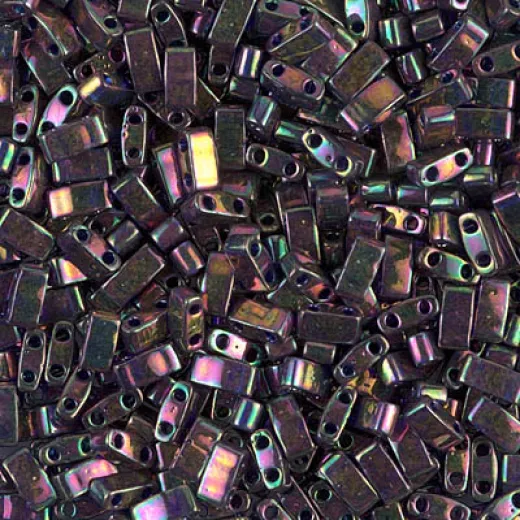 Plum Gold Luster Miyuki Half Tila Beads, colour 1893. Wholesale pack of 50g approx. Plum Gold Luster Miyuki Half Tila Beads, colour 1893. Wholesale pack of 50g approx.