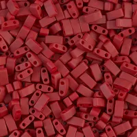 Metallic Brick Red Miyuki Half Tila Beads, colour 2040,  5.2gm approx.