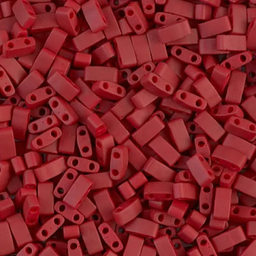 Metallic Brick Red Miyuki Half Tila Beads, colour 2040, 5.2gm approx. Metallic Brick Red Miyuki Half Tila Beads, colour 2040, 5.2gm approx.