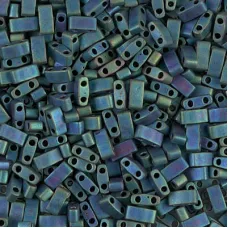Metallic Blue Green Iris Miyuki Half Tila Beads, colour 2064,  5.2gm approx.