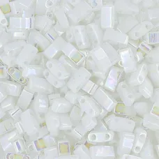 White Pearl Opaque AB Half Tila Beads, 5.2gm approx. colour 0471