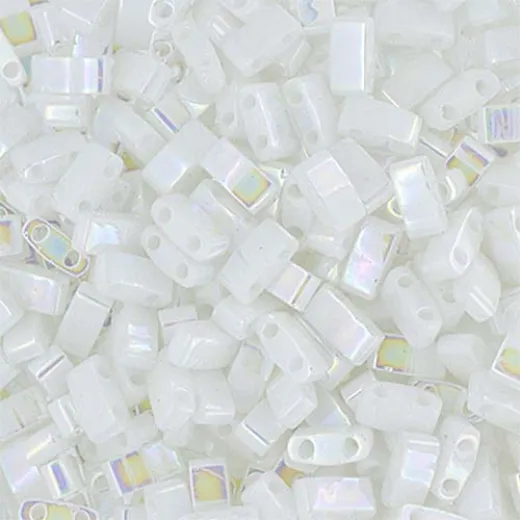 White Pearl Opaque AB Half Tila Beads, colour 0471, 50 Grams - 0471 White Pearl Opaque AB Half Tila Beads, colour 0471, 50 Grams - 0471