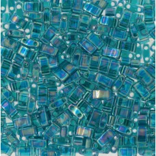 Transparent Teal AB Miyuki Half TILA Beads, Colour 2458, 5.2g appx.