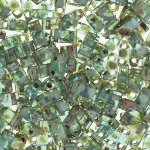 Picasso Transparent Olivine Miyuki Half Tila Beads, colour 4506v, 5.2g approx Picasso Transparent Olivine Miyuki Half Tila Beads, colour 4506v, 5.2g approx