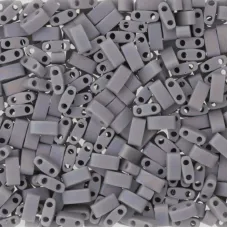 Opaque Cement Grey Matted AB Miyuki Half TILA Beads, Colour 0498FR, 5.2g appx.