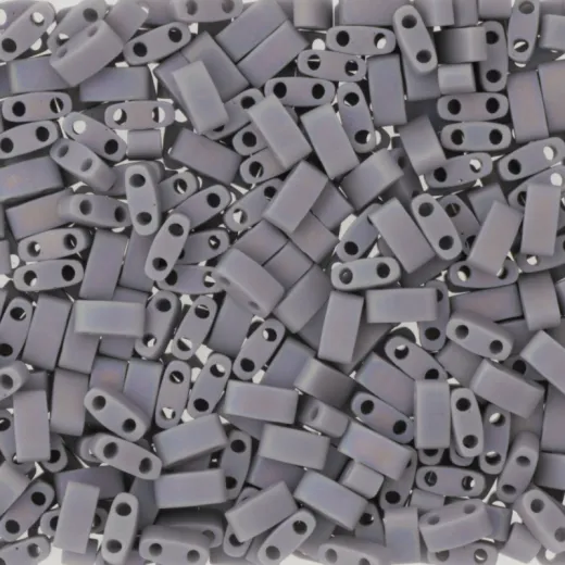 Opaque Cement Grey Matted AB Miyuki Half TILA Beads, Colour 0498FR, 5.2g appx. Opaque Cement Grey Matted AB Miyuki Half TILA Beads, Colour 0498FR, 5.2g appx.