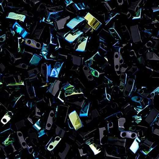 Black AB Half Tila Beads, colour 4555, 5.2gm approx. Black AB Half Tila Beads, colour 4555, 5.2gm approx.