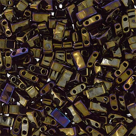 Brown Opaque Iris Metallic Half Tila Beads, colour 0458, 5.2gm approx. Brown Opaque Iris Metallic Half Tila Beads, colour 0458, 5.2gm approx.