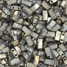 Opaque Smoke Grey Lustre Half Tila Beads, colour 1865, 5.2g approx.