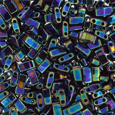 Dark Blue Opaque Iris Metallic Miyuki Half Tila Beads, colour 0455,  5.2gm appro...