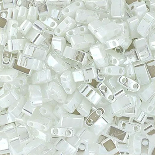 White Pearl Opaque Ceylon Half Tila Beads, colour 0420, 5.2gm approx. White Pearl Opaque Ceylon Half Tila Beads, colour 0420, 5.2gm approx.