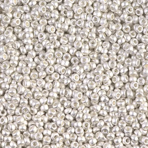 Matte Bright Sterling Silver Plated, Miyuki 11/0 Seed Beads, Colour 0961F, 5.2g Approx