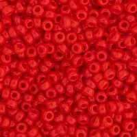 Opaque Red Miyuki size 15/0 seed beads, colour 0407, 8.2g approx.