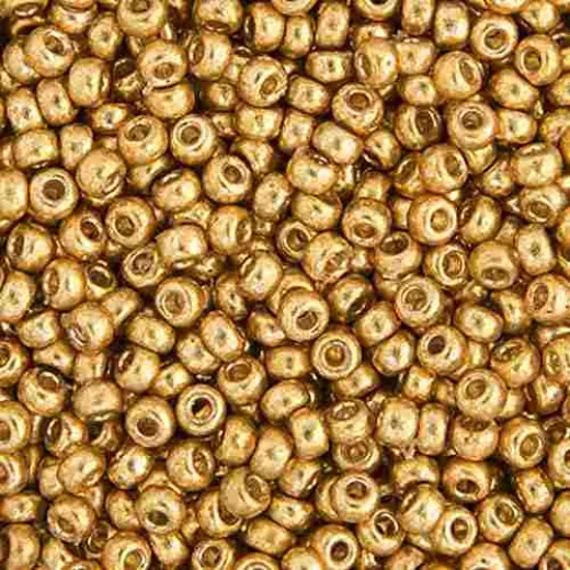 Duracoat Galvanized Gold Colour -4202 Miyuki 15/0 Seed Beads, 8.2gm apprx. Duracoat Galvanized Gold Colour -4202 Miyuki 15/0 Seed Beads, 8.2gm apprx.