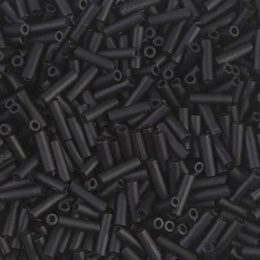 Matte Black Bugle Beads 6mm, Approx 12.5 Grams