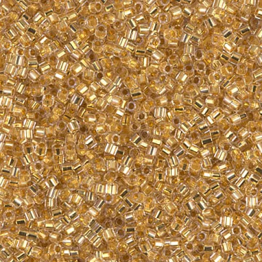 24kt Gold Lined Crystal, Colour Code 0033, Size 11/0 Cut Miyuki Delica Beads, 3.3g approx. 24kt Gold Lined Crystal, Colour Code 0033, Size 11/0 Cut Miyuki Delica Beads, 3.3g approx.