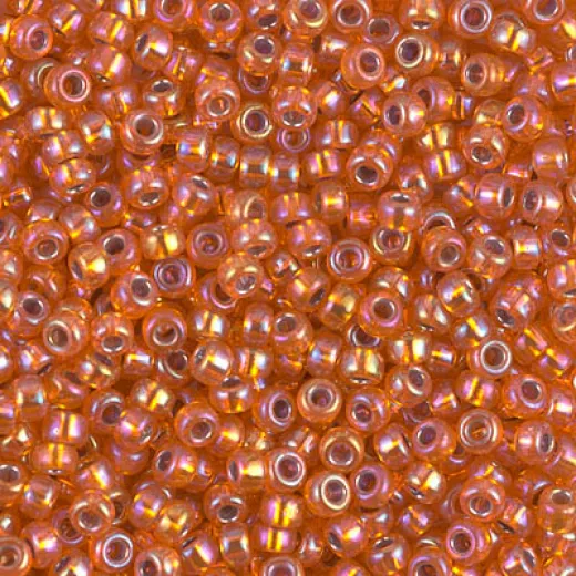 Silver Lined Orange AB Miyuki Size 8/0 seed beads, Colour 1008, 22gm Silver Lined Orange AB Miyuki Size 8/0 seed beads, Colour 1008, 22gm