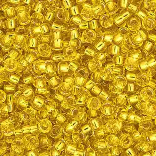 Gold Silver Lined Miyuki Size 15 Seed Beads, Colour 0003, 8.2gm Approx.