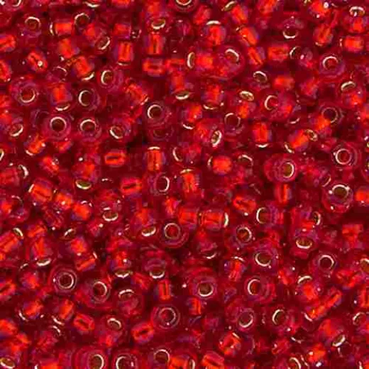 Matte Flame Red Silver Lined Colour -0010F Miyuki 15/0 Seed Beads,8.2g apprx. Matte Flame Red Silver Lined Colour -0010F Miyuki 15/0 Seed Beads,8.2g apprx.