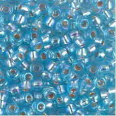 Silver Lined Aqua AB Miyuki size 6/0 Colour 1018, 20g approx.
