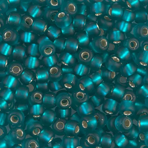 Matte Silver Lined Teal Miyuki size 6/0 Colour 2425F, 20g approx. Matte Silver Lined Teal Miyuki size 6/0 Colour 2425F, 20g approx.