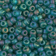 Matte Transparent Emerald AB Miyuki size 8/0 Colour 0147FR, 22g approx. Matte Transparent Emerald AB Miyuki size 8/0 Colour 0147FR, 22g approx.