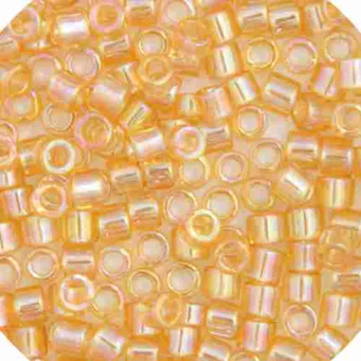 DBM0100 Light Amber Transparent AB, Size 10/0 Miyuki Delica Beads, Colour code -100 - Approx. 5.2g DBM0100 Light Amber Transparent AB, Size 10/0 Miyuki Delica Beads, Colour code -100 - Approx. 5.2g