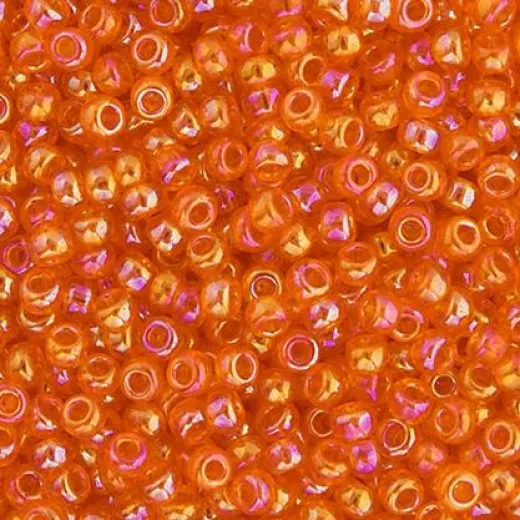 Transparent Orange AB, Miyuki Size 8/0 seed beads, Colour 0253, 22gm Transparent Orange AB, Miyuki Size 8/0 seed beads, Colour 0253, 22gm