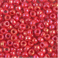 Red Vermillion Opaque AB Miyuki size 6/0 Colour  0407R, 20g approx.