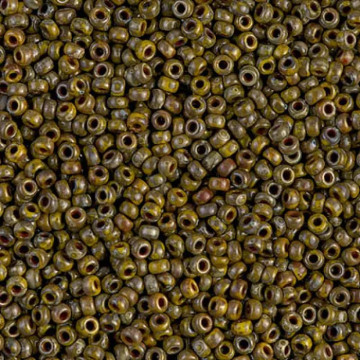 Opaque Yellow Picasso Miyuki size 6/0 Colour 4519, 20g approx. Opaque Yellow Picasso Miyuki size 6/0 Colour 4519, 20g approx.